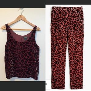 J. Crew Pink Leopard Velvet Tank & Pants Set